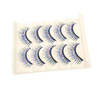 FONDOTIN 5 Pares de Pestañas Postizas Azules para Cosplay y Fiestas de Halloween de Material Sintético Exageradas y Gruesas Vibrantes y Glamorosas