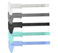 FONDOTIN 5 piezas Calibrador Vernier Portátil Regla de Plástico Doble Escala para Medición Precisa de Cejas Colores Surtidos Negro Blanco Gris Azul Verde