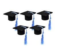 FONDOTIN 5piezas Mini Sombrero Doctor Borlas para Decoración De Botellas De De Graduación Adorable Cubierta De Botella De Cerveza Color Azul