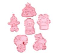 FONDOTIN 6 piezas Cortadores de Galletas Plásticos Pequeños Moldes para Repostería Formas Circo para Hacer Galletas DIY Seguro Fácil de Limpiar Regalo para Familia y Amigos