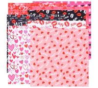 FONDOTIN 8 Hojas de Tela para Manualidades de Patchwork Estampado de Corazones 50X50 CM 100% Algodón Material DIY para Costura y Acolchado en Decoración de San Valentín