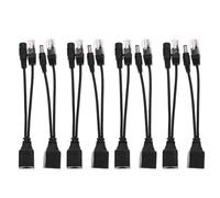 FONDOTIN Adaptador Divisor Poe Pasivo 8 Piezas Conectores Macho y Hembra Negros Línea Poe 12v para y Redes Cable Divisor para Fuente Alimentación y Monitorización de Seguridad