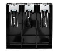 FONDOTIN Bandeja para Caja Registradora 3 Compartimentos Organizador Metálico Negro para Cajón de Bandeja de Monedas y Billetes para Tiendas y Oficinas