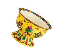 FONDOTIN Bol de Cerámica Esmaltada para Ofrendas Budistas Tazón Resistente y Decorativo Diseño de Símbolos Auspiciosos Accesorio Esencial para Ceremonias y Altares Budistas