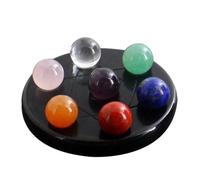 FONDOTIN Bola De Piedras 7 Chakras Plato De Aperitivo De Estrella, Soporte De Obsidiana Negra, Conjunto De 7 Cuentas De Cristales Naturales Para Relajación y Feng Shui, Decorativo y Curativo