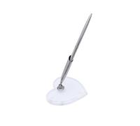 FONDOTIN Bolígrafo para Invitados Boda con Soporte Corazón Acrílico Plateado, Tinta Negra, Base Giratoria 360° para Firma Recepción y Eventos Obsequios, Set De 2 Piezas