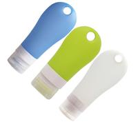 FONDOTIN Botellas Rellenable de Silicona 60ml para Viaje, Kit de 3 Piezas Portátiles y Recargables con Orificio para Cosméticos y Cuidado Personal