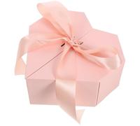 FONDOTIN Caja de Obsequio en Forma de Corazón Mediana 23X21X10 CM Color Champán Rosa Relleno de Rafia Natural 20 G Caja Decorativa para Cumpleaños Bodas y San Valentín Embalaje para