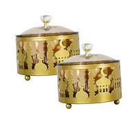 FONDOTIN Cajas para Dulces de Oriente Medio 2 Piezas Tapa Bandeja para Eid Al-Adha Recipiente Decorativo para Dulces Caja para Fiestas Bodas y Banquetes
