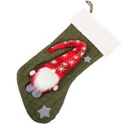 FONDOTIN Calcetín Navideño Verde Tejido Diseño de Enano 3D Bolsa para Dulces Colgante para Chimenea Decoración Festiva para Árbol y Hogar Accesorio Decorativo para Navidad