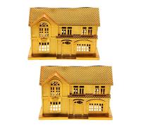 FONDOTIN Casa de Plástico China para Sacrificio Funerario, 2 Piezas de Villa Dorada de Lujo para Culto Antepasados, Suministros Conmemorativos para Rituales y Ofrendas