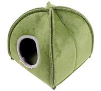 FONDOTIN Casa para Hámster Cálida y Transpirable De Esponja, Nido Tipo Cabaña Pequeña Verde, para Invierno y Descanso De Mascotas Pequeñas como Hámster y Chinchilla