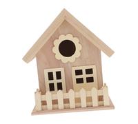 FONDOTIN Casita Pájaros Madera sin Terminar para Pintar Nido Doble Ventana con Entrada Ancha Casita Exterior Aire para Aves Pequeñas Diseño Natural para Canarios y Decoración DIY Jardín