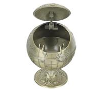 FONDOTIN Cenicero Vintage de Escritorio Tapa Antigolpes y Anti-Viento Diseño Globo Estilo Antiguo en Color Verde Azulado Compacto para Uso en Oficina y Hogar Accesorio Decorativo