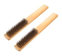 FONDOTIN Cepillo de Limpieza de Lima de Precisión 2 Piezas Mango de Madera, Cerdas de Cobre Resistente, Pincel Multifunción para Limpieza de Herramientas y Eliminación de Residuos Hogar