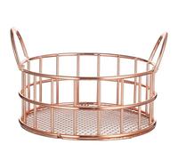 FONDOTIN Cesta de Almacenamiento Metálica Multifuncional de Rejilla en Color Rosa Dorado Organizador para Escritorio Guardar Cosméticos y Artículos Diversos Adecuado para Oficina y