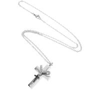 FONDOTIN Collar Conmemorativo para Mascotas de Acero Inoxidable Colgante Cruz Urna para Cenizas Cadena Ajustable Plata para Recuerdo de Perros y Gatos Joyería Funeraria