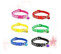 FONDOTIN Collares Ajustables para Mascotas con Cascabel Paquete de 6 Collares para Perros Y Gatos con Diseño de Huella para Tu Mascota