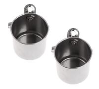 FONDOTIN Comedero para Pájaros de Acero Inoxidable Grande Abrazadera Soporte para Comida de Loros Set de 2 Piezas Cuenco Resistente y Fácil de Limpiar Accesorio para Jaulas de Aves