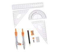 FONDOTIN Conjunto de brújula de Estudio Protractor y gobernante Kit de útiles Escolares Reglas para útiles Escolares estéticos Regla para el plastico Naranja