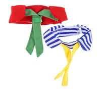 FONDOTIN Corbata para Pájaros 2 Piezas Rojo Rayas Talla M de Tela Suave Collar Ajustable para Loros y Mascotas Pequeñas Accesorio para Fotos y Fiestas de Mascotas