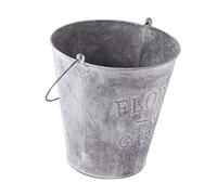 FONDOTIN Cubo de Hierro para Flores Cubo de Metal con Asa Decoración para Interiores Y Exteriores Artesanía Color Gris Claro