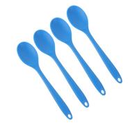 FONDOTIN Cucharas de Silicona para Alimentos 4 Piezas, Cucharas de Sopa Antiadherentes Azules, Utensilios de Cocina Resistentes al Calor para Mezclar y Servir en Cocina Doméstica
