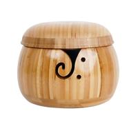 FONDOTIN Cuenco de Almacenamiento para Lana de Crochet con Tapa Bowl de Bambú Resistente para Ovillos Organizador de Hilo para Tejer Diseño Creativo y Funcional para Manualidades Casa