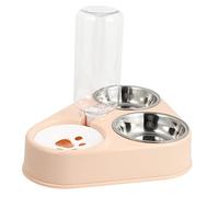 FONDOTIN Cuenco para Mascotas Dispensador Automático 2 Comederos Botella 500ml Fácil De Limpiar