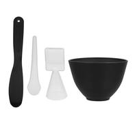 FONDOTIN Cuencos de Silicona para Mascarillas Faciales con Cuchara Medidora y Aplicador Kit DIY para Cuidado de Piel Negro Reutilizable y Duradero