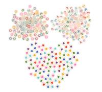 FONDOTIN Cuentas Acrílicas Luminosas DIY para Pulseras de Abalorios Planos Semitransparentes con Letras Colores y Corazón Accesorios para Manualidades y Decoración