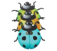 FONDOTIN de Mariquitas Arte Mural de Jardín de Pared de Metal 3 Piezas Esculturas Color Azul Claro, Verde Amarillento y Naranja Colgantes para Decoración Interior y Exterior de Jardín