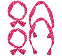 FONDOTIN Diadema Ancha para Mujer de Tela Lazo y Estampado de Lunares Grandes, 4 Unidades, Color Rosa Fresa Puntos, para Fiesta y Uso Diario, Tocado Cómodo y Flexible