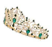 FONDOTIN Diadema Barroca de Reina para Novia Tiara de Boda Metálica con Gemas de Imitación Diadema de Cristal para Fiesta Cumpleaños y Graduación Estilo Número 3