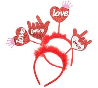 FONDOTIN Diadema de Corazón 2 Piezas para San Valentín y Fiesta Accesorios Cabello Forma de Corazón Diademas de Mujer para Bodas y Cumpleaños Tocados Festivos Cómodos y Duraderos