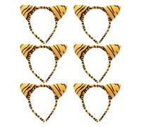 FONDOTIN Diadema de Tigre Ajustable 6 Piezas para Disfraz Infantil y Adulto Orejas de Tigre Suaves y Ligeras para Fiesta de Disfraces Cosplay y Juegos de Rol Accesorio para Fotos de