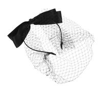 FONDOTIN Diadema Fascinadora de Malla Negra con Velo y Lazo para Mujer, Tocado Retro de Fiesta y Boda, Accesorio Vintage para Eventos, Bailes y Celebraciones Formales