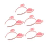 FONDOTIN Diadema Orejas de Cerdo de Felpa Rosa 5 Piezas para Cosplay Chica Adolescente Accesorios para Disfraz Fiesta y Cuidado del Cabello