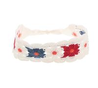 FONDOTIN Diadema Triangular de Algodón Transpirable para Mujer Pañuelo Vintage de Ganchillo Floral Rojo y Púrpura Accesorio Multifuncional para Cabeza y Cuello Adecuado para Playa y
