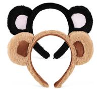 FONDOTIN Diademas De Animal Orejas De Oso, 2 Piezas Elásticas En Felpa, Para Niñas y Adultos En Eventos y Maquillaje