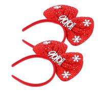 FONDOTIN Diademas Lazo Pelo 2 Piezas Accesorio Navideño para Aro Elástico Ajustable Tejido Ligero y Duradero Tocados Festivos para Navidad y Fiestas Infantiles