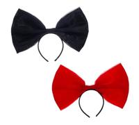 FONDOTIN Diademas Lazo Rojo para Niñas, Accesorios de Plástico Multiusos para Complemento de Pelo y Decoración en Sesiones de Fotos, Pack de 2 Piezas