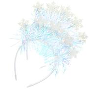 FONDOTIN Diademas Navideñas Cabello Purpurina Blanca y Copos de Nieve 2 Piezas Accesorios Ligeros para Fiestas y Disfraces Navideños Diademas Femeninas para Niñas y Eventos