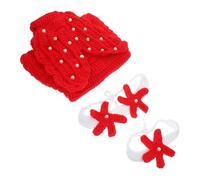 FONDOTIN Disfraz Sirenita para Recién Nacido Rojo Trajes de Punto para Fotos de Niña Accesorios para Fotografía Infantil Ropa Cosplay para Niña Regalo Original para