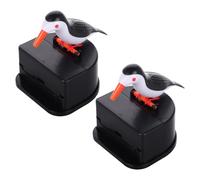 FONDOTIN Dispensador Automático de Palillos de Dientes Diseño de Pájaro Caja Portátil Negra 2 Unidades y 2 Paquetes de Palillos Contenedor Decorativo para Hogar Oficina y Viajes