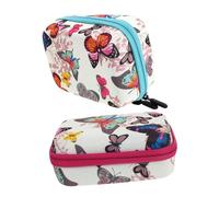 FONDOTIN Estuche de Viaje para Aceites Esenciales 2 Unidades 12 Compartimentos 15 Ml Bolsa Portabotellas Azul y Rosa Cremalleras Organización Cosméticos Portátil