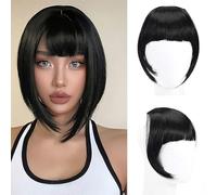 FONDOTIN Extensión de Cabello con Clip para Mujer Flequillo Falso y Wispy Pieza Ligera y Cómoda Efecto Natural y Moldeador de Rostro para Uso Diario y Eventos Especiales