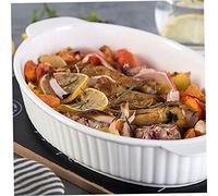 FONDOTIN Fuente de Horno Ovalada de Doble Asa Bandeja para Hornear Antiadherente y Resistente para Cocina para Gratinados y Platos al Horno