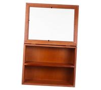 FONDOTIN Gabinete Exhibición Madera Maciza con Puerta Acrílica Abatible Soporte Estable para Figuras y Juguetes Organizador Vintage para Escritorio y Pared Compacto y Decorativo