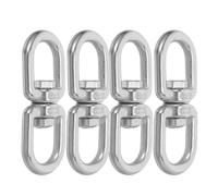 FONDOTIN Gancho Giratorio M6 de Acero Inoxidable 304 Anilla Doble Ojo para Columpio 4 Piezas Herrajes Resistentes para Hamacas y Sillas Colgantes Uso Exterior y Jardín